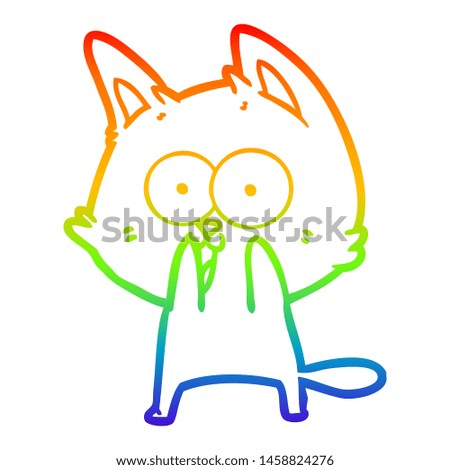 rainbow gradient line drawing of a funny cartoon cat