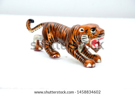 Tiger statue on whit background 