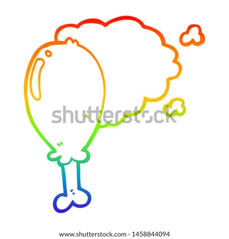rainbow gradient line drawing of a cartoon chicken leg
