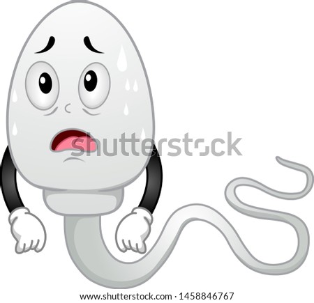 Illustration of a Sweating Sperm Mascot Feeling Hot