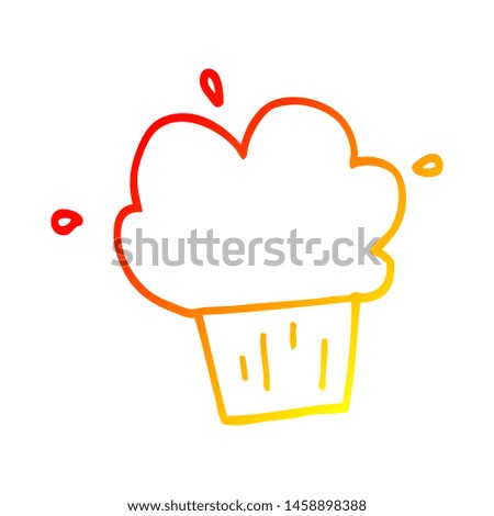 warm gradient line drawing of a cartoon cupcake