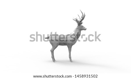 3d rendering of a polygon deer isolated in white studio background