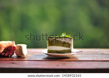 Green Tea Cake at Lung Dech Tea Farm. Royalty-Free Stock Photo #1458932165