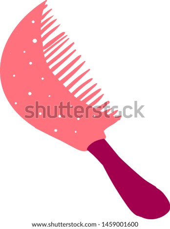 Pink hair comb, illustration, vector on white background.
