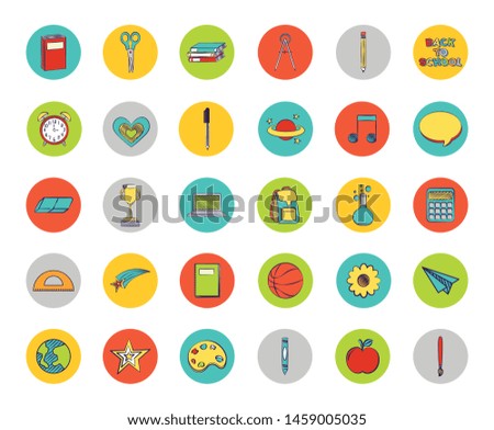 bundle of set colorful back to school icons vector illustration design