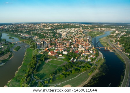 Aerial view of Kaunas city, Lithuania.