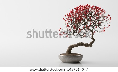 Red bonsai on a white background Royalty-Free Stock Photo #1459014047