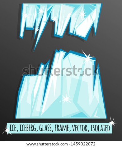 Ice frame. Vector image in flat cartoon style. Isolated