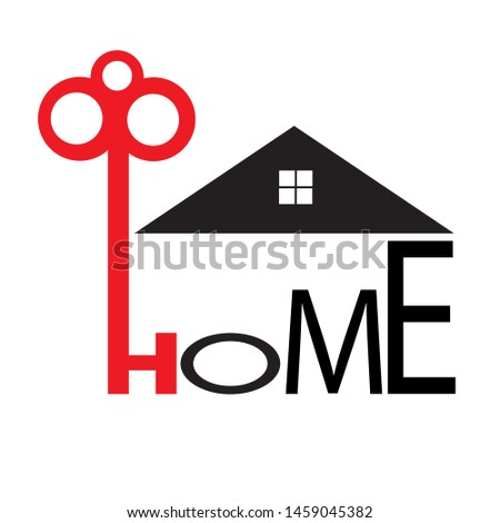 a house icon with a key that forms the word "home" which symbolizes safe and comfortable housing