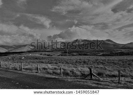 Black and white picture of hills in Scotland taken near Ben Nevis