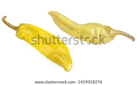 Salted jalapeno peppers on a white background. Jalapeno pepper green on a white background. 
marinated green jalapeno peppers on white background