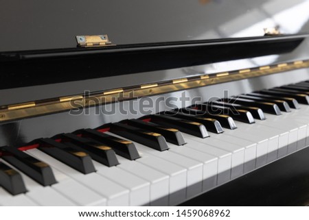 Close up of an piano keyboard with selective focus.