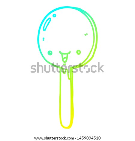 cold gradient line drawing of a cartoon candy lollipop
