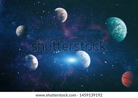 Giant glowing nebula. Space background with red nebula and stars. Elements of this image furnished by NASA.