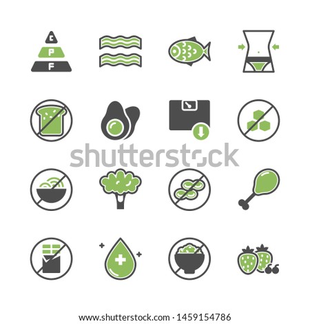 Ketogenic diet in glyph icon set.Vector illustration