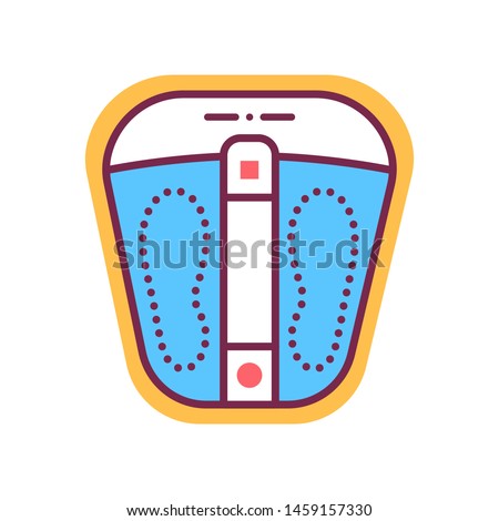 Foot bath color line icon. Pedicure electric instrument. Nail service. SPA, Beauty industry. Pictogram for web page, promo. UI/UX/GUI design element. Editable stroke.