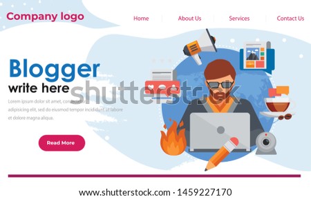  blogger Flat design Modern flat design concept of web page design for website and mobile website. Easy to edit and customize. Vector illustration