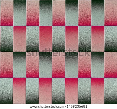 Red stoneware tile mosaic, optical effect background