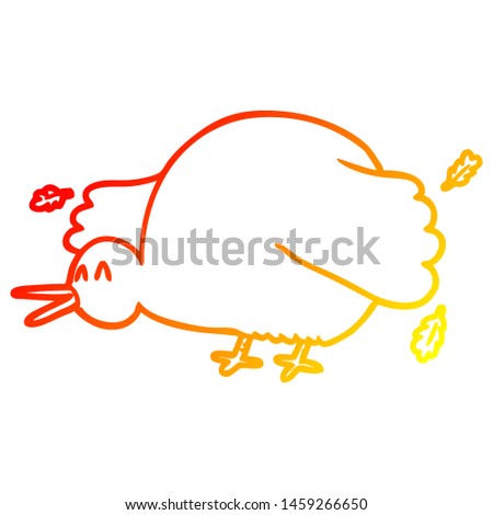 warm gradient line drawing of a cartoon kiwi bird flapping wings