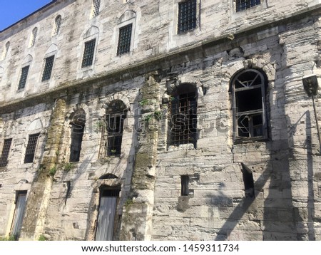 Neglected back side of the historical Şehzade Mosque in Fatih, Istanbul city.