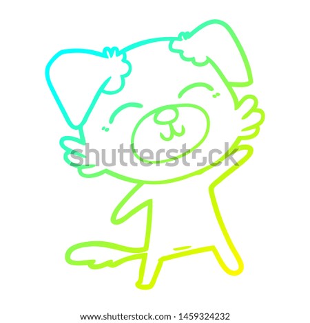 cold gradient line drawing of a cartoon dog