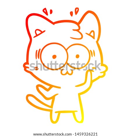 warm gradient line drawing of a cartoon surprised cat