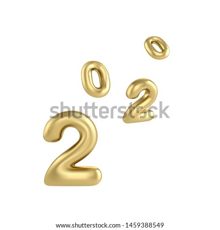 2020 Happy new year gold 3d sing numbers