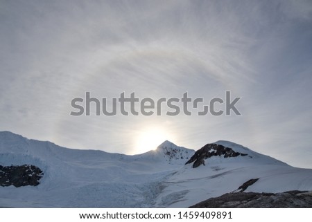 Sun bow on an Antarctica mountain