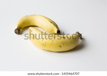 two bananas with white background fresh and healthy fruit, beautiful closeup, selection bananas, 