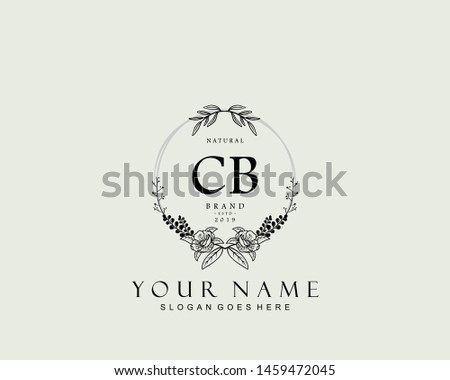 Initial CB beauty monogram and elegant logo design, handwriting logo of initial signature, wedding, fashion, floral and botanical with creative template.