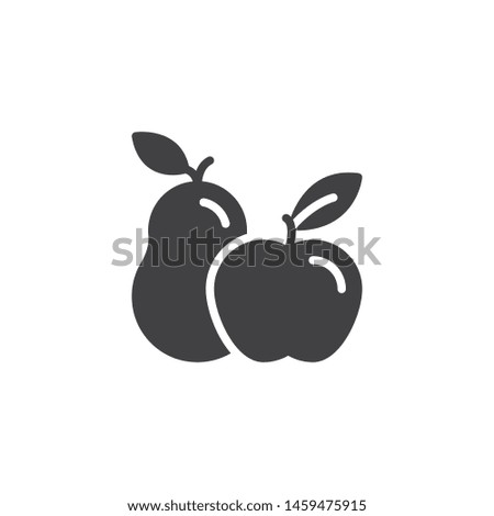 Apple and pear vector icon. filled flat sign for mobile concept and web design. Pear and apple with leaf glyph icon. Symbol, logo illustration. Vector graphics