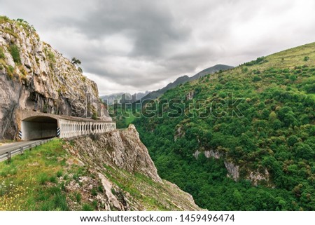 tunnel in the mountains of the Peaks of Europe Spain