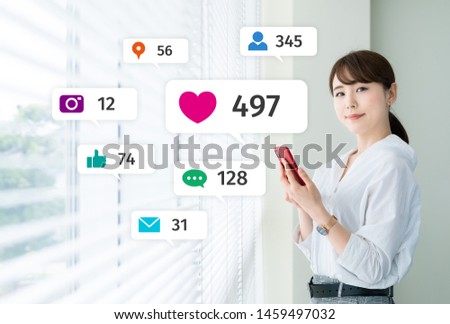 Social networking service concept. Influencer marketing. Royalty-Free Stock Photo #1459497032