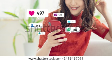 Social networking service concept. Influencer marketing. Royalty-Free Stock Photo #1459497035