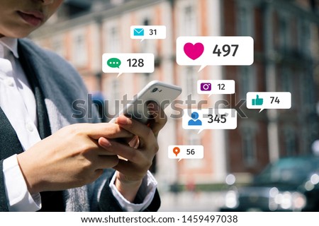 Social networking service concept. Influencer marketing. Royalty-Free Stock Photo #1459497038