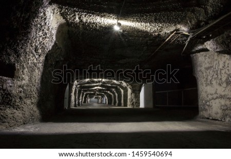 Tunnel in a old salt mine. Royalty-Free Stock Photo #1459540694