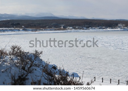 Winter seaside landscape of Okhotsk, Hokkaido, Japan