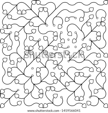 Abstract doodle backdrop consisting of a smooth curved lines. Suitable as a template for a coloring book. Black and white pattern.