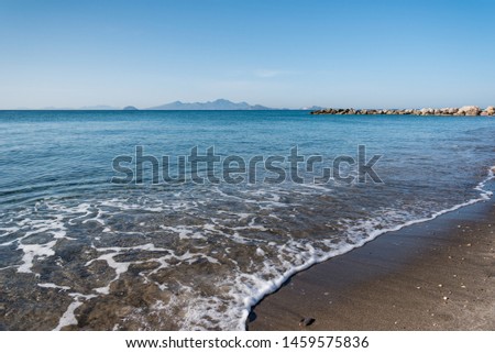 View to the coastline of Aegean sea in Greece.