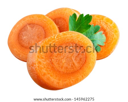 Carrot slice. Carrot slices with clipping path