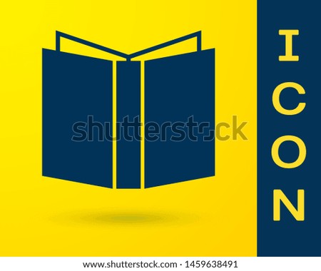 Blue Open book icon isolated on yellow background.  Vector Illustration