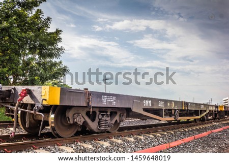 Train rails Steel railways on sunny day