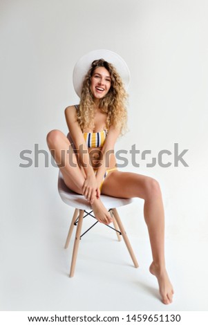 Full-lenght photo of smiling young woman in summer outfit isolated over white background has fun