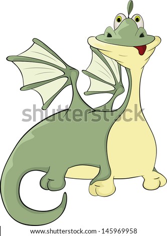 Little green dragon cartoon 