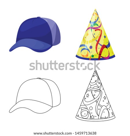 Vector design of clothing and cap sign. Set of clothing and beret stock vector illustration.