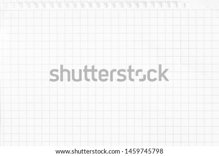 Closeup white checkered notebook sheet of paper texture background. Horizontal picture.