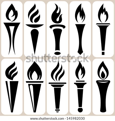 torch icons set Royalty-Free Stock Photo #145982030