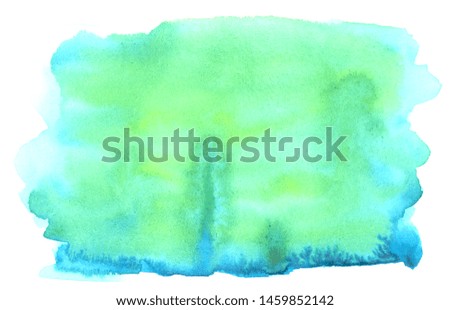 Blue and green on white Watercolor background. Paint on paper.  Hand drawn. High resolution jpg. Background for invitations, cards, social media posts.