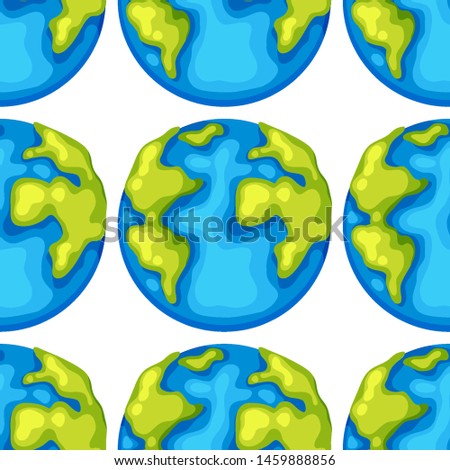 Seamless pattern tile cartoon with planet Earth illustration