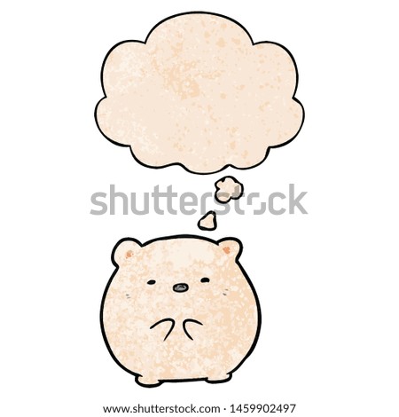cartoon polar bear with thought bubble in grunge texture style